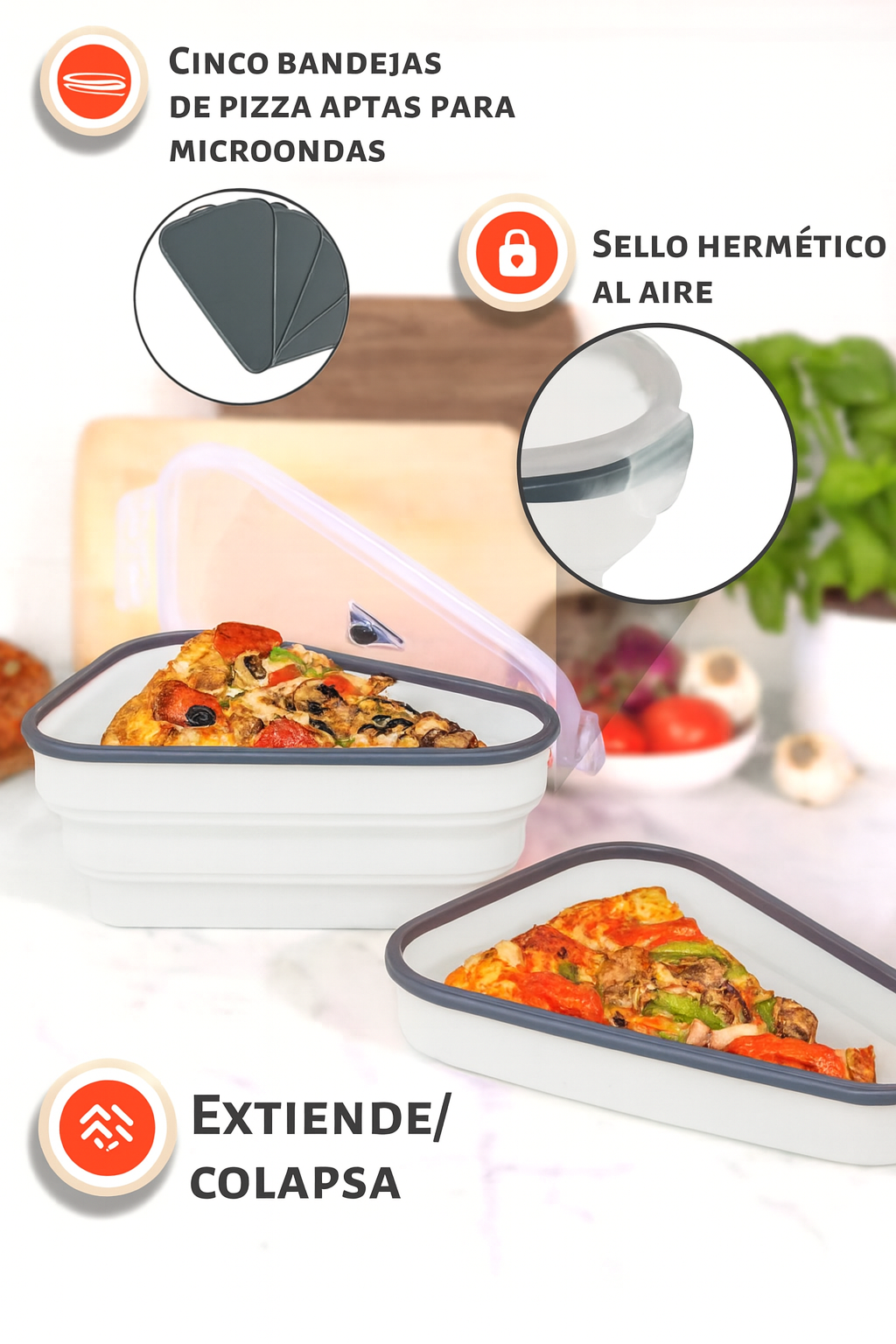 Contenedor de almacenamiento de Pizza y alimentos