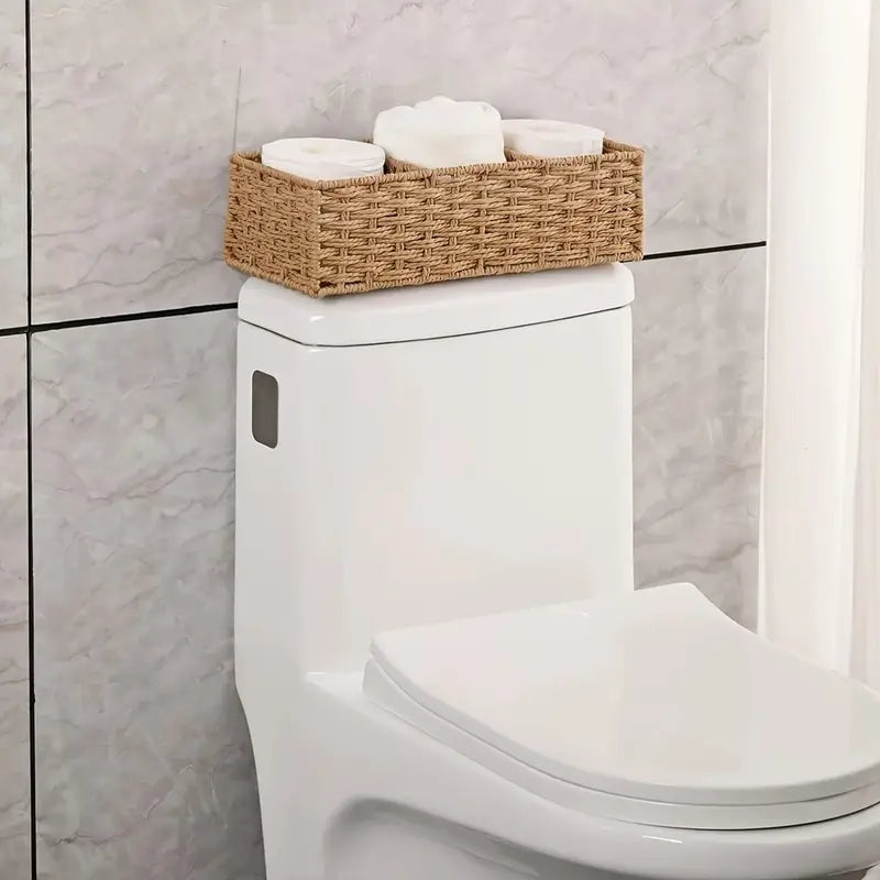 Contenedor multiuso de ratan para baño