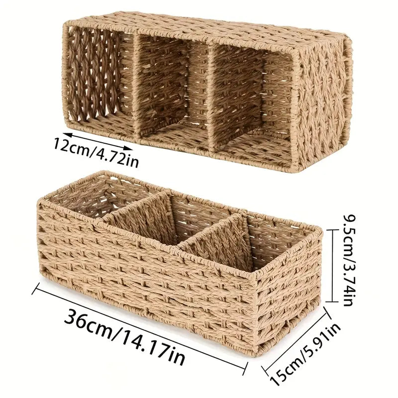 Contenedor multiuso de ratan para baño