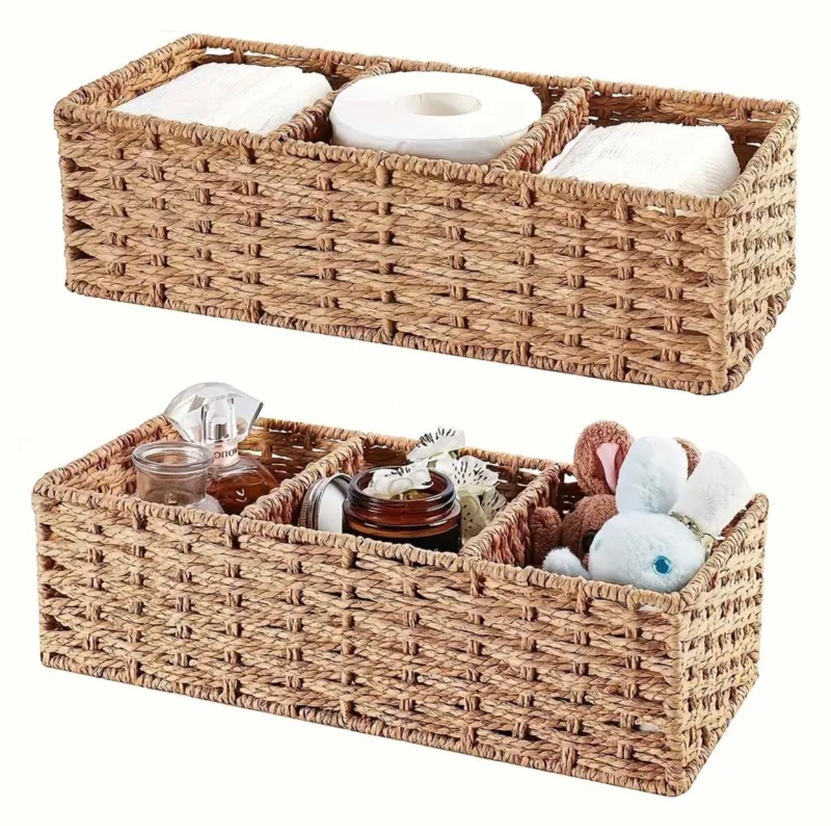 Contenedor multiuso de ratan para baño