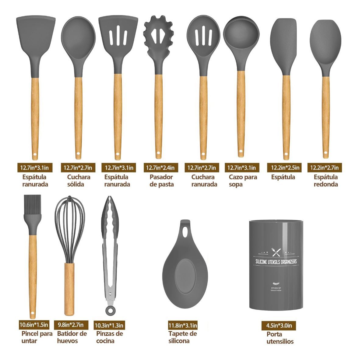 Juego de Utensilios de cocina Silicona 12 Pcs