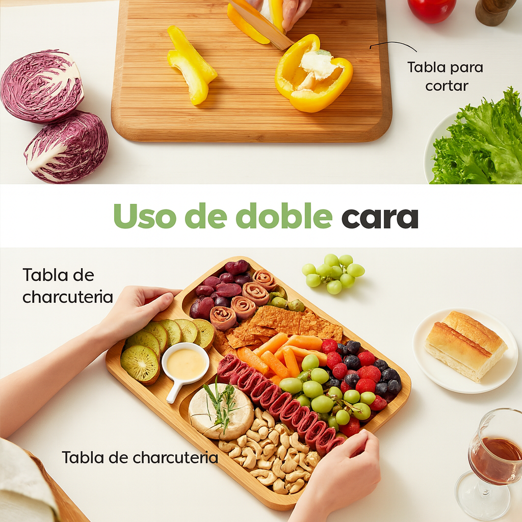 Tabla Para Quesos De Bambú con tapa acrilica