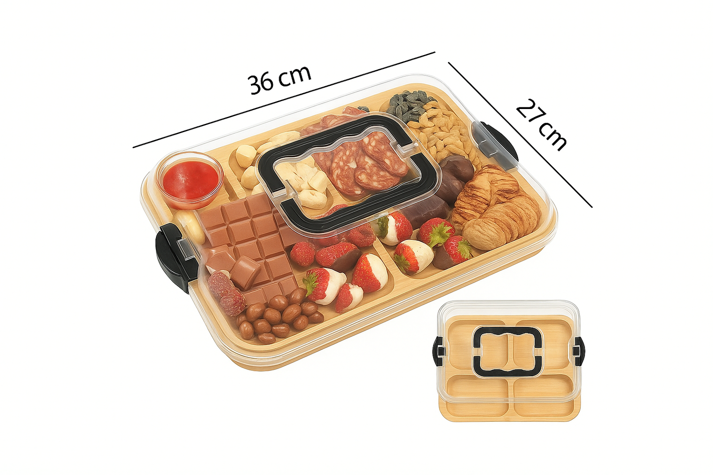 Tabla Para Quesos De Bambú con tapa acrilica