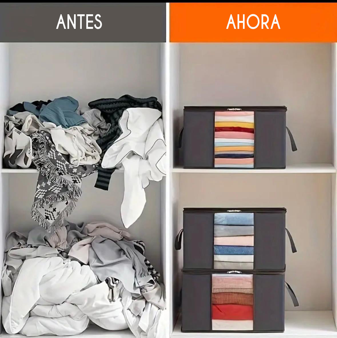 Pack 3 Bolsas Plegables para Almacenamiento de Ropa y Mantas